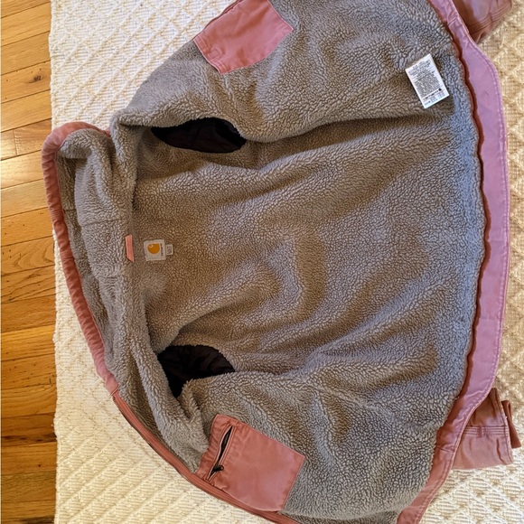Rare Pink Carharrt Hooded, Canvas, Sherpa Lined Coat - Picture 5 of 9